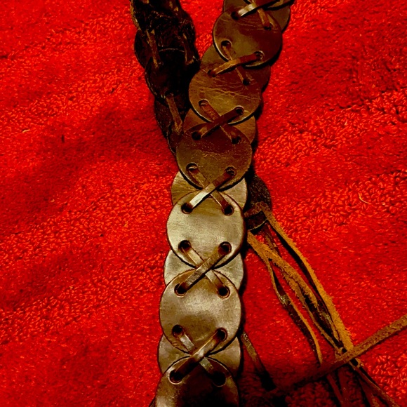 Large leather braided belt - Picture 2 of 9